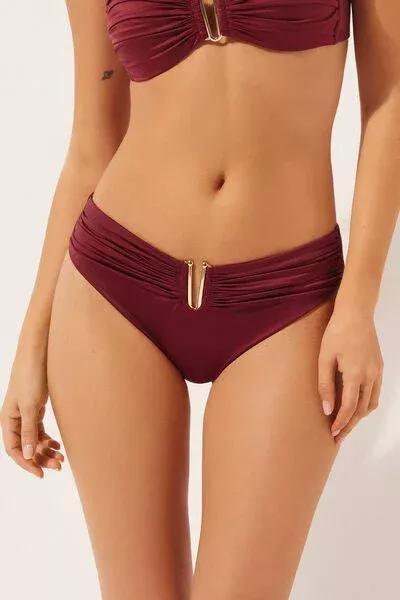 Red High-Waisted Cotton Bikini Bottoms, 5501_156E, large image number 1