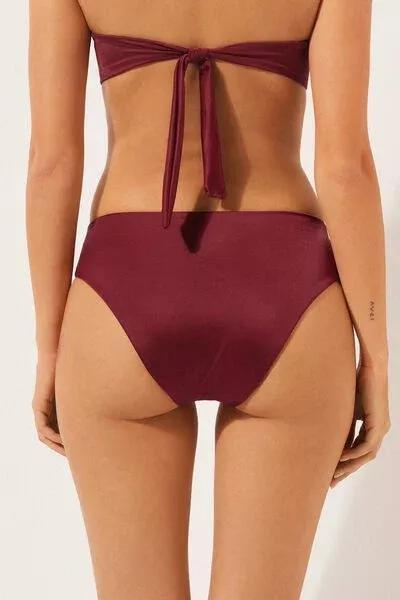 Red High-Waisted Cotton Bikini Bottoms, 5501_156E, large image number 2