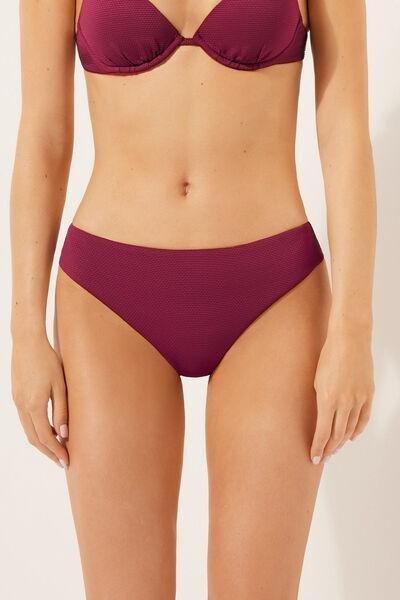 Burgundy Classy Piquet High-Waisted Bikini Bottoms, 5501_116E, large image number 1