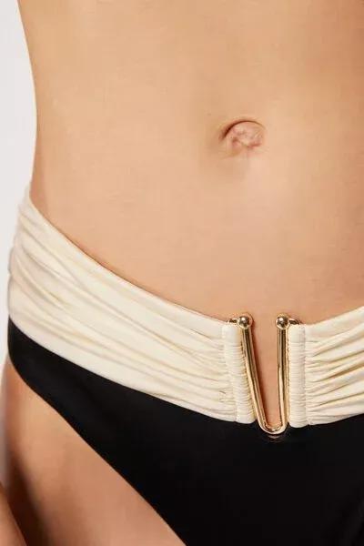 White/Black Elegant Bicolour High-Waisted Bikini Bottoms, 5501_183E, large image number 3
