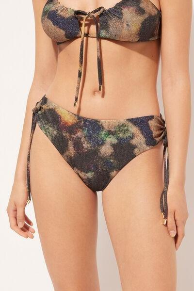 Multicolour Sparkling Camouflage High-Waisted Bikini Bottoms, , large image number 1