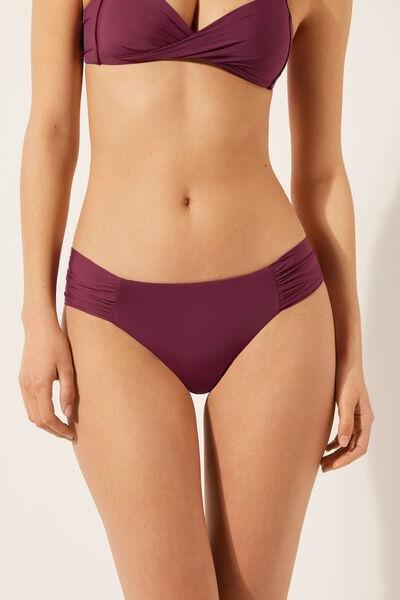 Burgundy Ruched Bikini Bottoms, , large image number 0