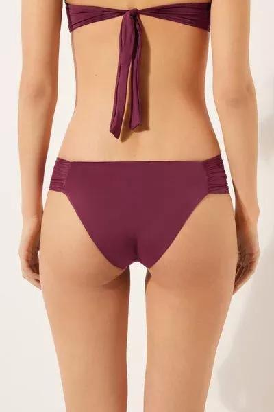Burgundy Ruched Bikini Bottoms, 5501_101E, large image number 2