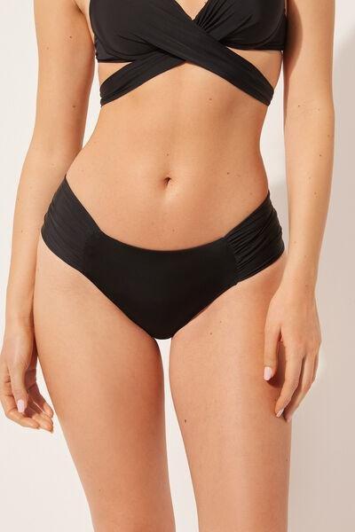 Black Ruched Bikini Bottoms, , medium