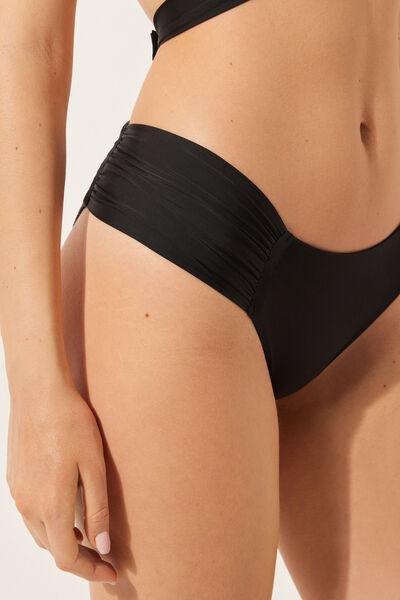 Black Ruched Bikini Bottoms, 5501_820C, large image number 3