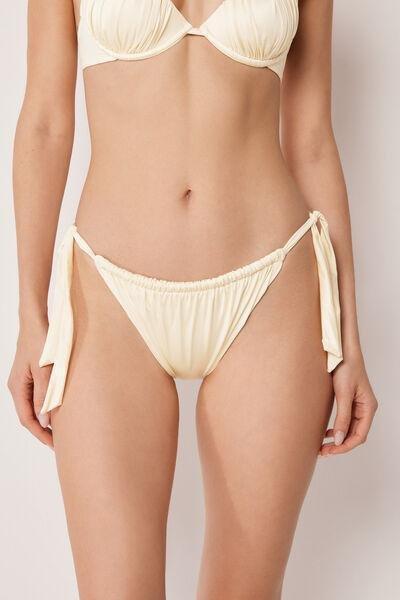 White Shiny Satin Side Ties Bikini Briefs, 5501_148E, large image number 0