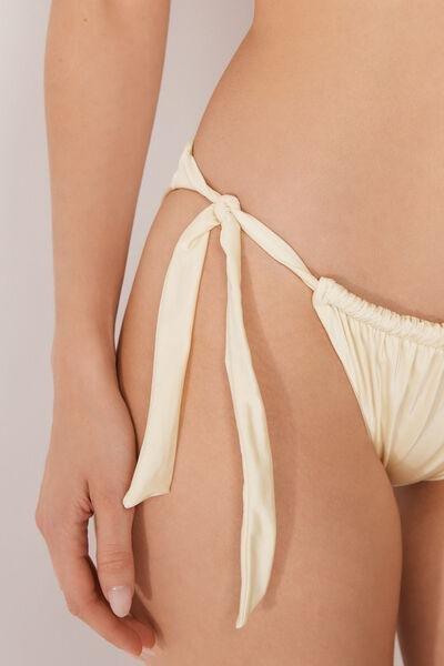 White Shiny Satin Side Ties Bikini Briefs, 5501_148E, large image number 3