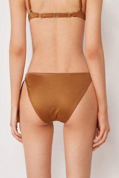 Brwon Shiny Satin Side Ties Bikini Briefs, 5501_150E, large image number 2