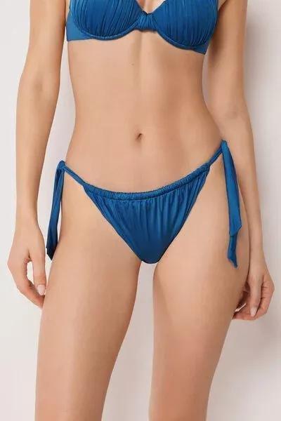 Blue Shiny Satin Side Ties Bikini Briefs, 5501_155E, large