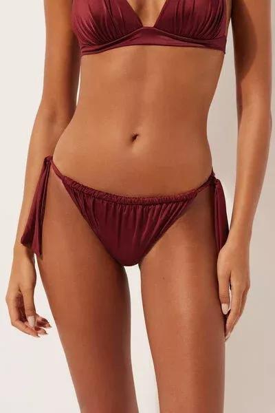 Red Side Ties Cotton Bikini Briefs, 5501_156E, large image number 1