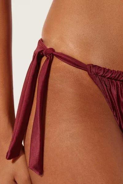Red Side Ties Cotton Bikini Briefs, 5501_156E, large image number 3