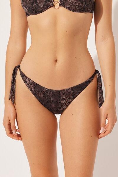 Brown Tie Side Bikini Bottoms, , large image number 1
