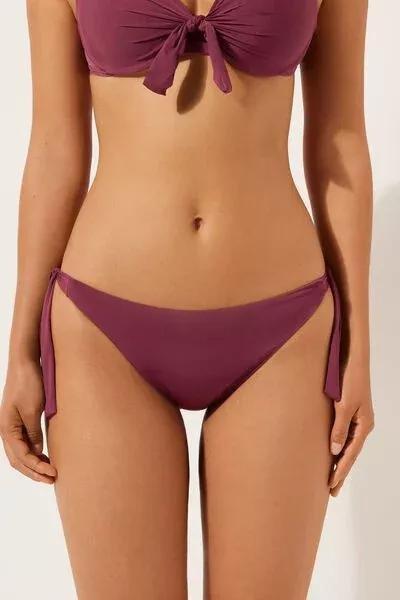 Burgundy Bow-Detail Bikini Bottoms, 5501_101E, large image number 0