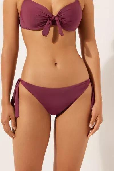 Burgundy Bow-Detail Bikini Bottoms, 5501_101E, large image number 1