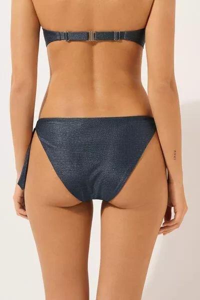 Blue Bow Detail Bikini Bottoms Glowing Python, 5501_167E, medium