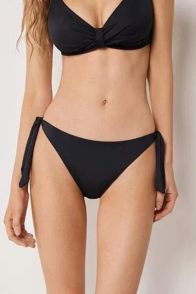 Black Premium Sculpt Tie Bikini Bottoms, 5501_163E, large image number 1