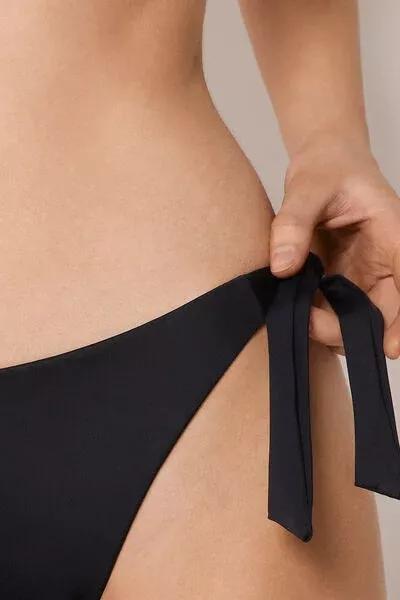 Black Premium Sculpt Tie Bikini Bottoms, 5501_163E, large image number 3