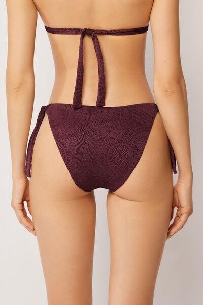 Burgundy Precious Jacquard Bikini Bottoms, 5501_182E, medium