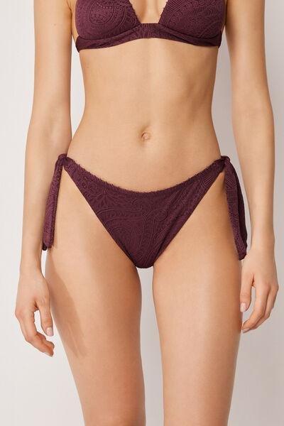 Burgundy Precious Jacquard Bikini Bottoms, 5501_182E, medium