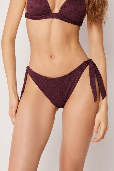 Burgundy Precious Jacquard Bikini Bottoms, 5501_182E, large image number 4
