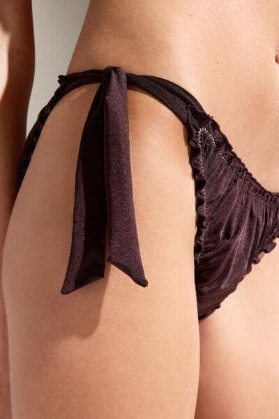 Brown Classic Doll Bow Fastening Bikini Bottoms, 5501_251E, large image number 3