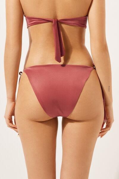 Pink Tie Bikini Bottoms Shiny Satin, , large image number 2