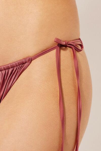 Pink Tie Bikini Bottoms Shiny Satin, 5501_104E, large image number 3
