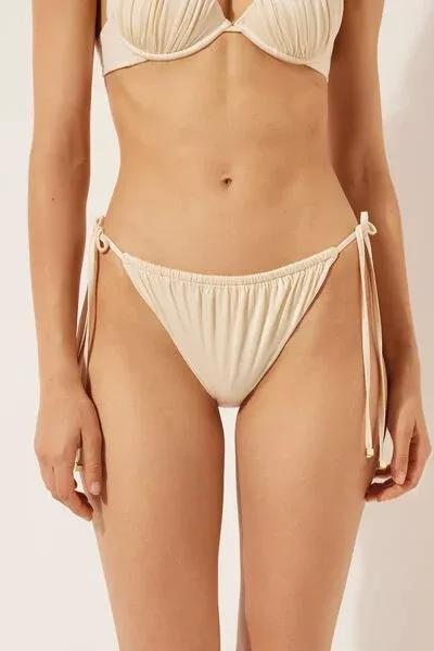 White Tie-Detail Bikini Bottoms Shiny Satin, 5501_148E, large image number 0