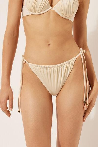White Tie-Detail Bikini Bottoms Shiny Satin, 5501_148E, large image number 1
