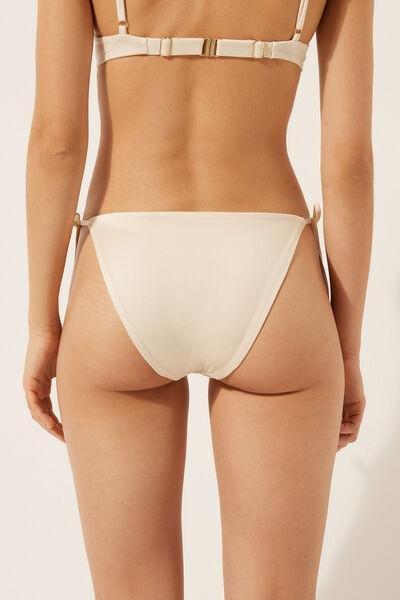 White Tie-Detail Bikini Bottoms Shiny Satin, 5501_148E, large image number 2