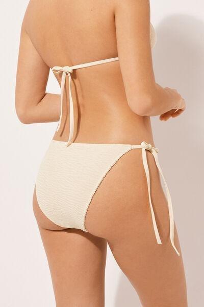 White Crinkle Waves Bikini Bottoms, , large image number 0