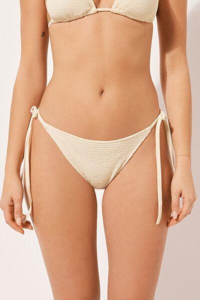 White Crinkle Waves Bikini Bottoms, , large image number 1