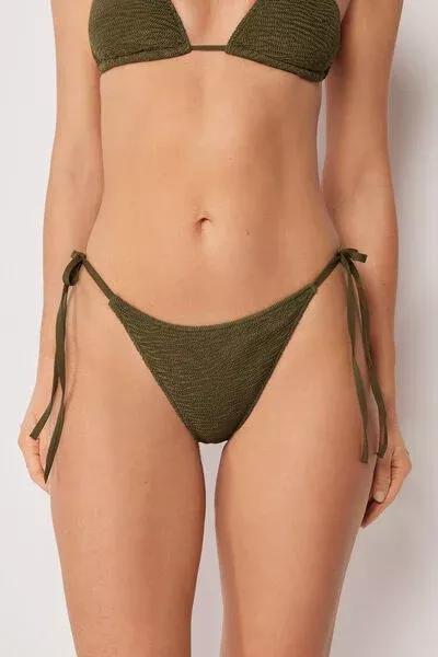 Green Crinkle Waves Tie Bikini Bottoms, 5501_158E, medium