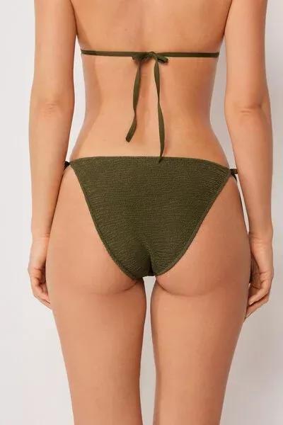 Green Crinkle Waves Tie Bikini Bottoms, 5501_158E, large image number 2