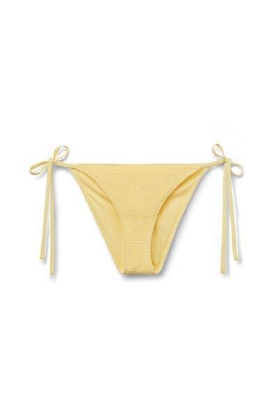 Yellow Crinkle Waves Tie Detail Bikini Bottoms, 5501_234E, large image number 0