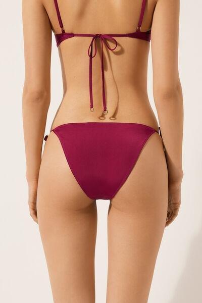 Burgundy Minimal Fit Tie-Detail Bikini Bottoms, 5501_147E, large image number 2