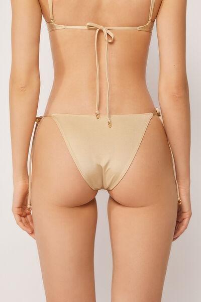 Beige Minimal Fit Tie Detail Bikini Bottoms, 5501_236E, large image number 2
