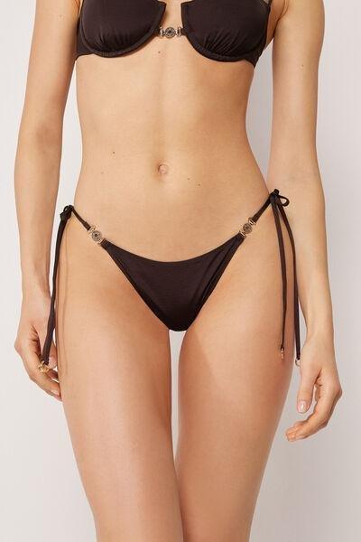 Brown Minimal Fit Tie Detail Bikini Bottoms, 5501_237E, medium
