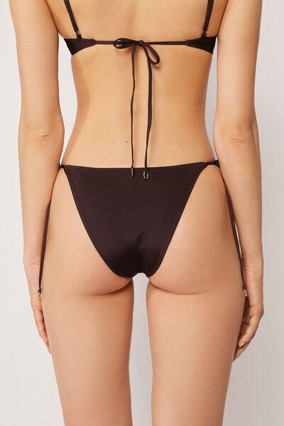 Brown Minimal Fit Tie Detail Bikini Bottoms, 5501_237E, large image number 2