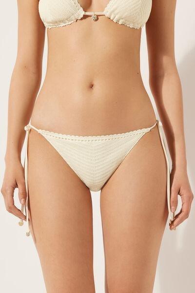 White Tie-Detail Bikini Bottoms, , large image number 1