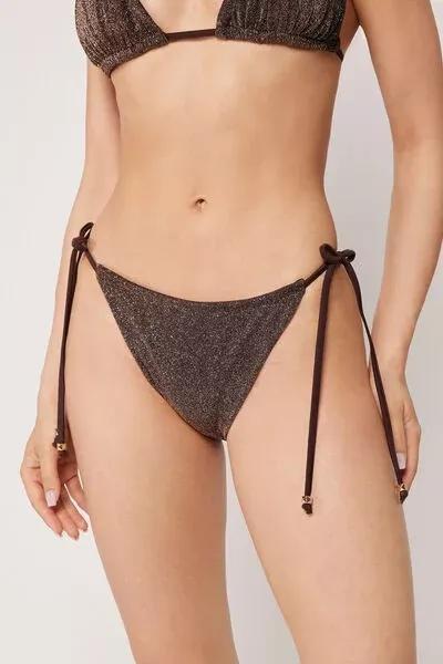 Brown Tie Side Bikini Bottoms, 5501_244E, large image number 0