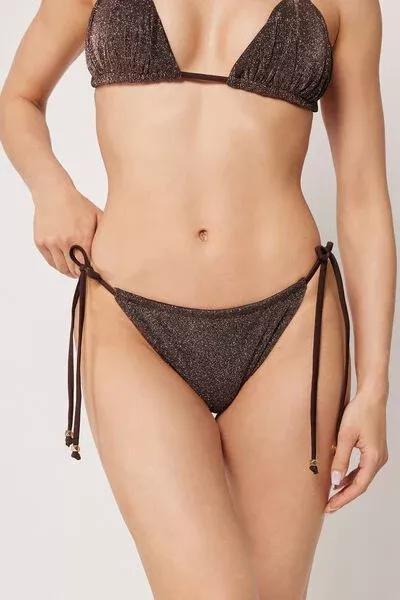 Brown Tie Side Bikini Bottoms, 5501_244E, large image number 1