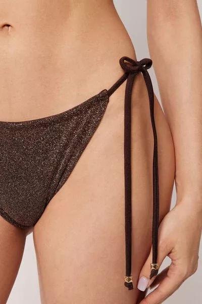 Brown Tie Side Bikini Bottoms, 5501_244E, large image number 3