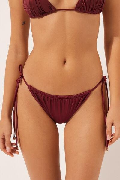 Red Shiny Satin Thong Bikini Bottoms, 5501_156E, large image number 0