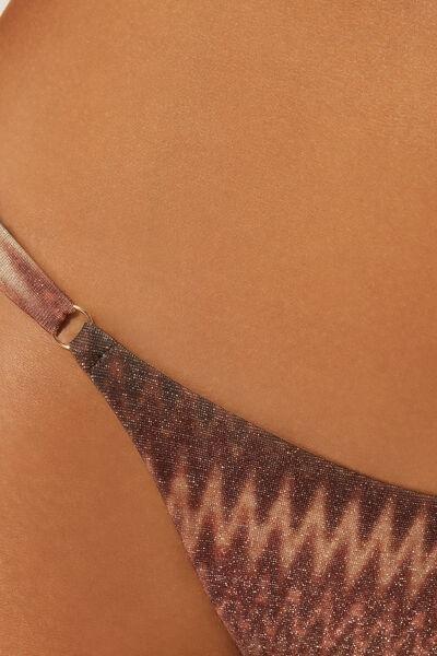 Brown Golden Chevron Thong Bikini Bottoms, 5501_151E, large image number 3