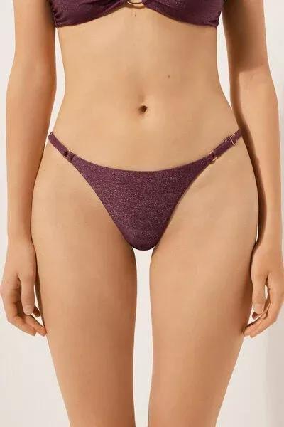 Burgundy Golden Glow Adjustable Straps Thong Bikini Bottoms, 5501_153E, large image number 0