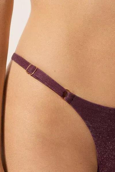 Burgundy Golden Glow Adjustable Straps Thong Bikini Bottoms, 5501_153E, large image number 3