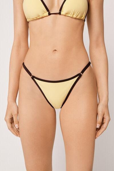 Yellow Bicolour Piping Thong Bikini Bottoms, 5501_248E, medium