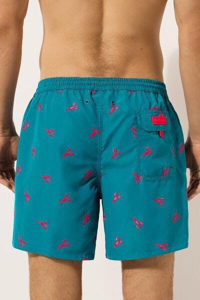 Blue Patterned Boxer Swim Shorts, , large image number 2