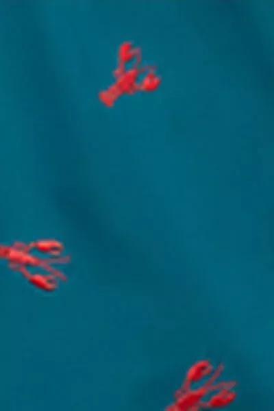 Blue Patterned Boxer Swim Shorts, 5501_089E, large image number 4